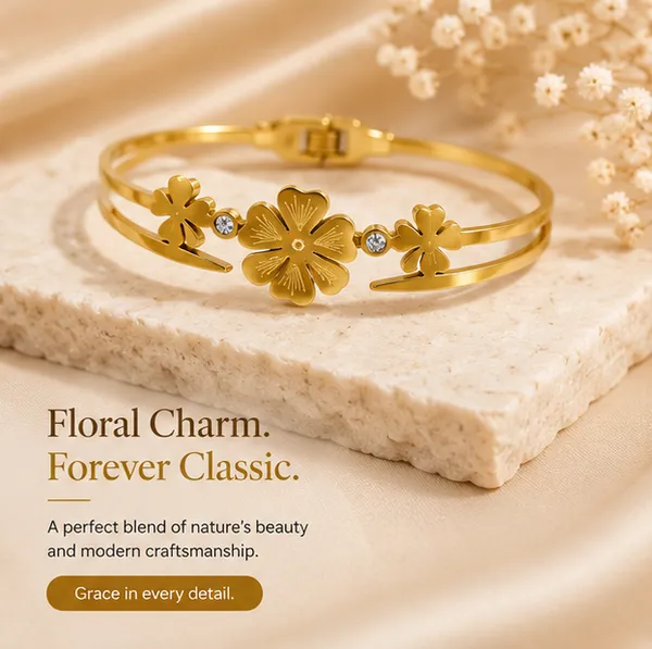 Gold_Brass_Floral_Crystal_Accent_Bracelet_For_Women