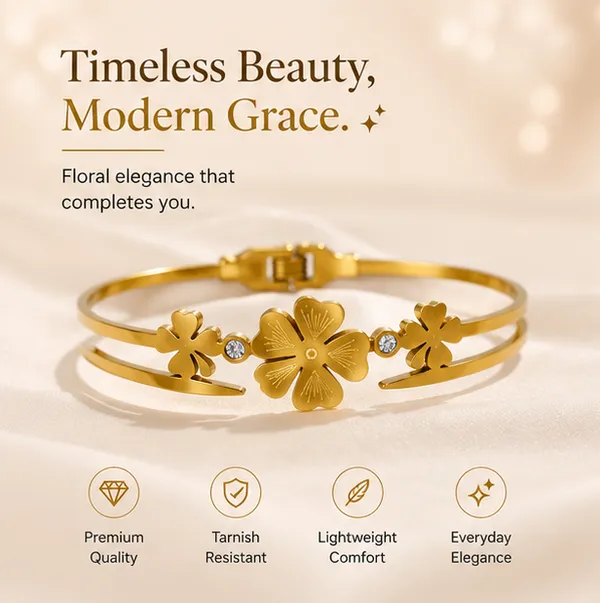 Gold_Brass_Floral_Crystal_Accent_Bracelet_For_Women