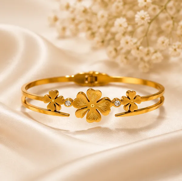 Gold_Brass_Floral_Crystal_Accent_Bracelet_For_Women