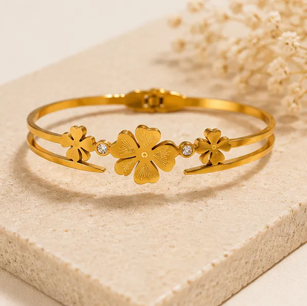 Gold_Brass_Floral_Crystal_Accent_Bracelet_For_Women