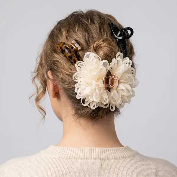 Peach_Floral_Tortoiseshell_Hair_Claw_Clip_Set_For_Women