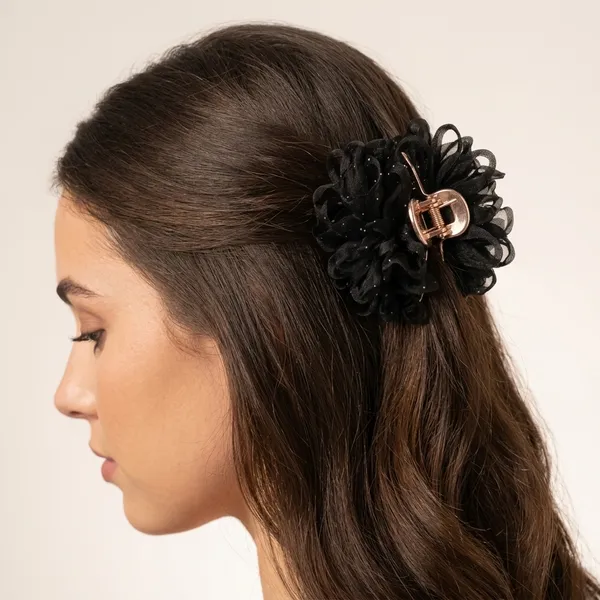 Black_Fabric_Floral_Rose_Claw_Hair_Clip_For_Women