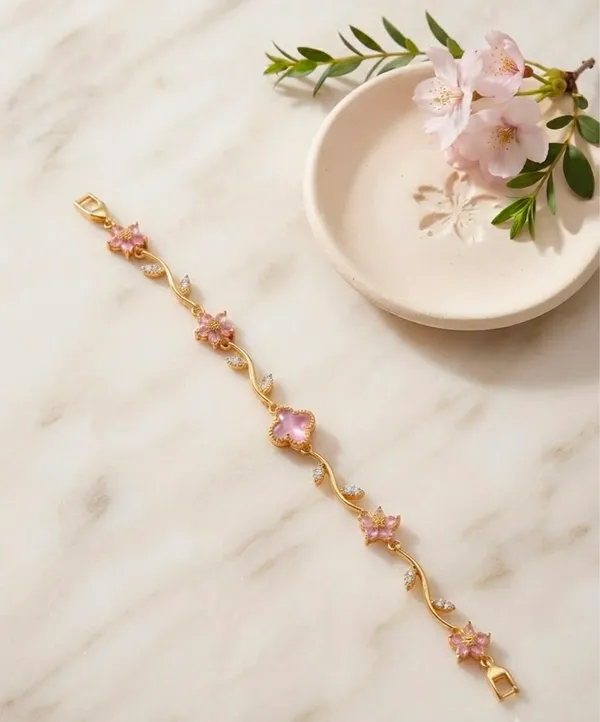 Clover_floral_pink_anti_tarnish_bracelet_for_women_