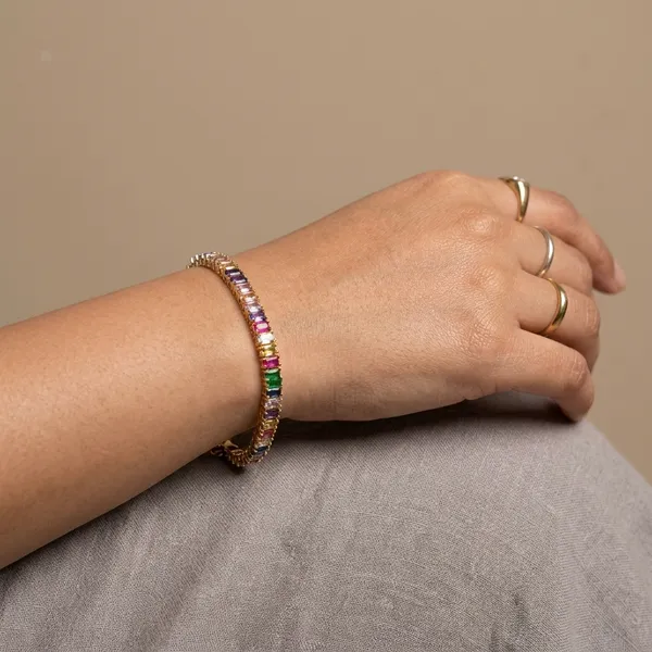 Multicolor_Stainless_Steel_Gemstone_Tennis_Bracelet_For_Women
