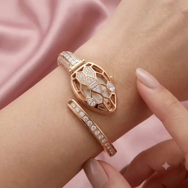 Luxury_Emerald_gold_plated_Snake_cobra_bracelet_watch