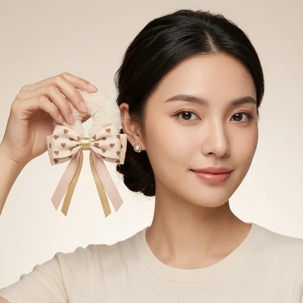 Korean_Bow_Heart_Print_Scrunchie_For_Women_Pack_Of_4