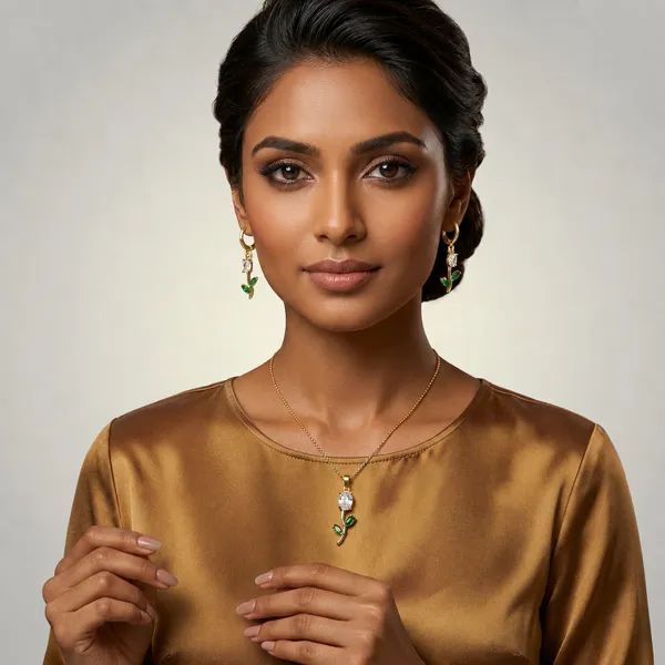 Gold_Green_Stainless_Steel_Floral_Crystal_Pendant_Necklace_Earrings_Set_For_Women
