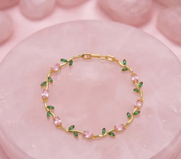 Trending__Pink_Green_Tulip_Anti_tarnish_bracelet
