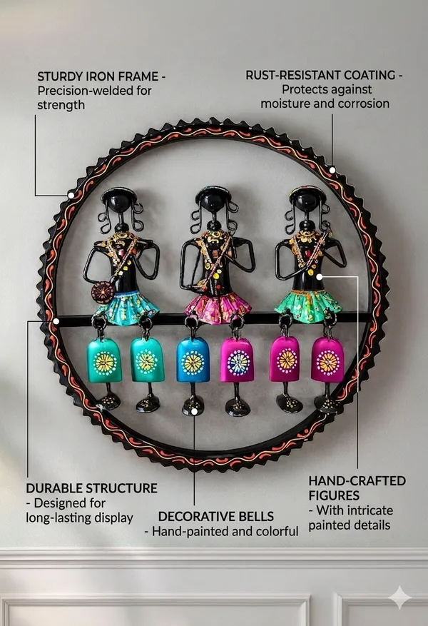 Wrought_Iron_Tribal_Figurine_Circular_Wall_Art