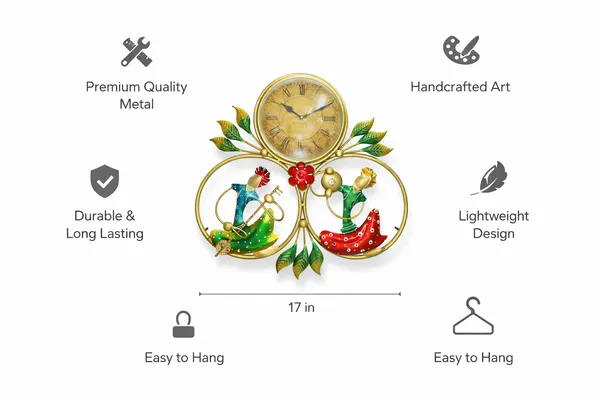 Iron_Hand-Painted_Peacock_Motif_Analog_Wall_Clock