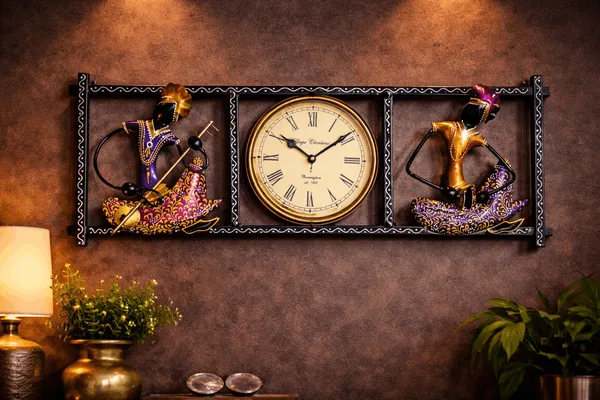 Wrought_Iron_Musical_Lady_Figurine_Roman_Numeral_Wall_Clock