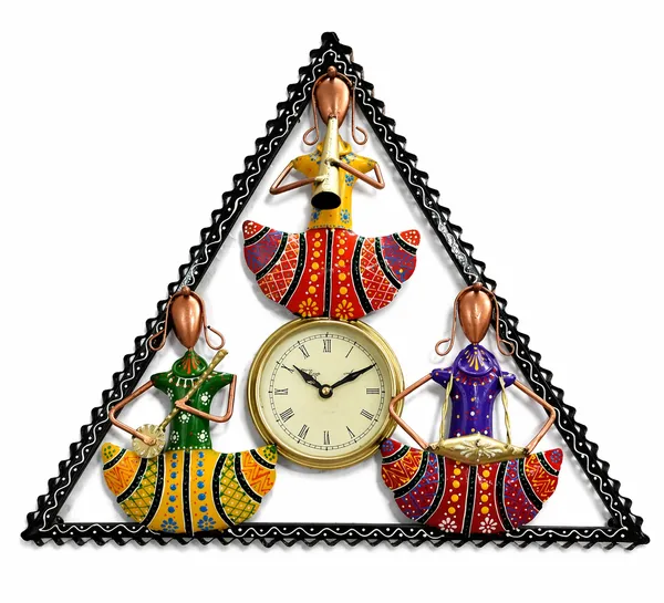 Wrought_Iron_Triangular_Hand-Painted_Musician_Analog_Wall_Clock