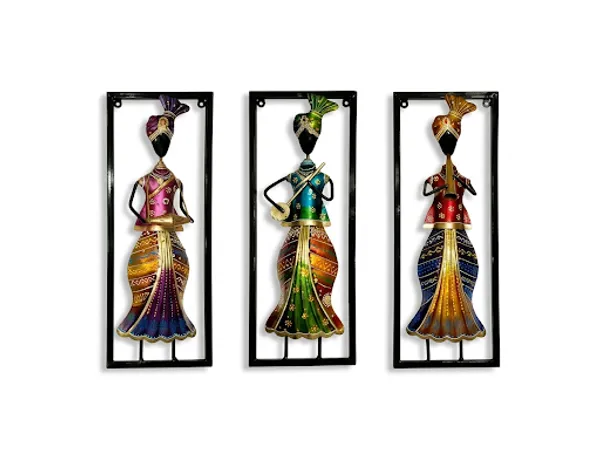 Iron_Modern_African_Woman_Figurine_Wall_Art_Set_Of_3