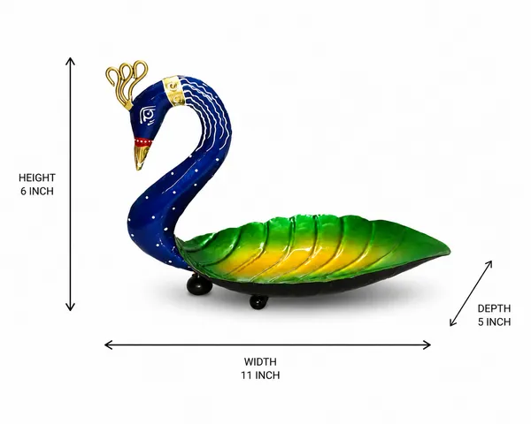 Iron_Blue_Enamel_Peacock_Shaped_Dry_Fruit_Serving_Bowl