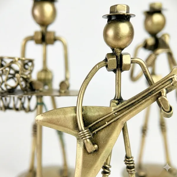 Iron_Brass-Finish_Musician_Figurine_Candle_Holder_Set_Of_3