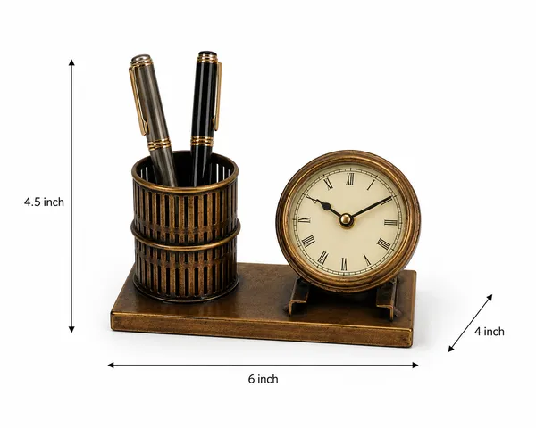 Iron_Antique_Bronze_Roman_Numeral_Desk_Clock_With_Pen_Holder