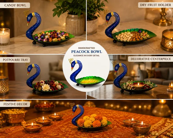 Iron_Blue_Enamel_Peacock_Shaped_Dry_Fruit_Serving_Bowl