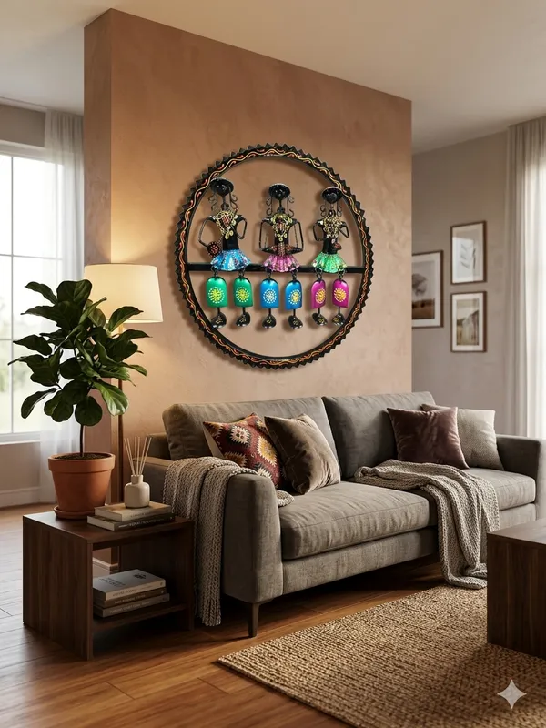 Wrought_Iron_Tribal_Figurine_Circular_Wall_Art