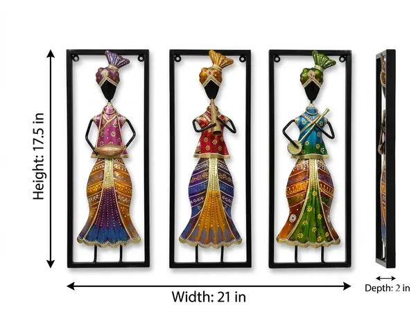 Iron_Modern_African_Woman_Figurine_Wall_Art_Set_Of_3