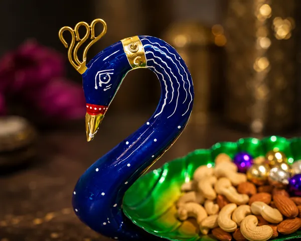 Iron_Blue_Enamel_Peacock_Shaped_Dry_Fruit_Serving_Bowl