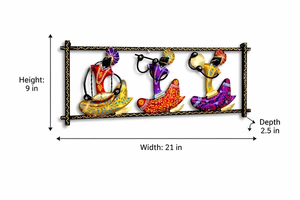 Wrought_Iron_Hand-Painted_Musician_Figurine_Ornate_Wall_Art