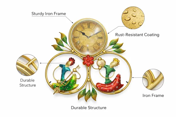 Iron_Hand-Painted_Peacock_Motif_Analog_Wall_Clock