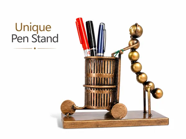 Metal_Bronze-Tone_Figurine_Mesh_Pen_Stand