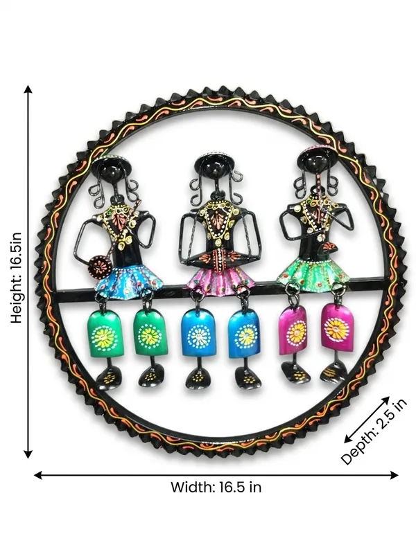 Wrought_Iron_Tribal_Figurine_Circular_Wall_Art