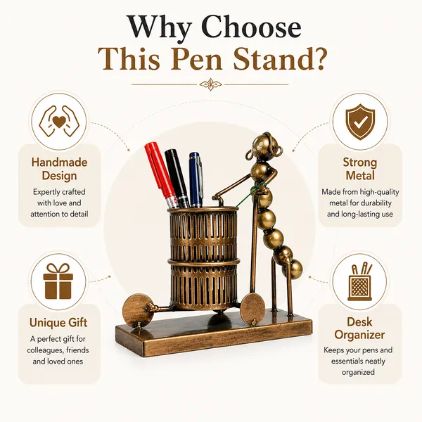 Metal_Bronze-Tone_Figurine_Mesh_Pen_Stand