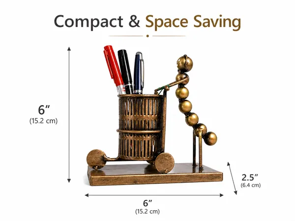 Metal_Bronze-Tone_Figurine_Mesh_Pen_Stand