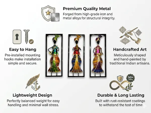 Iron_Modern_African_Woman_Figurine_Wall_Art_Set_Of_3