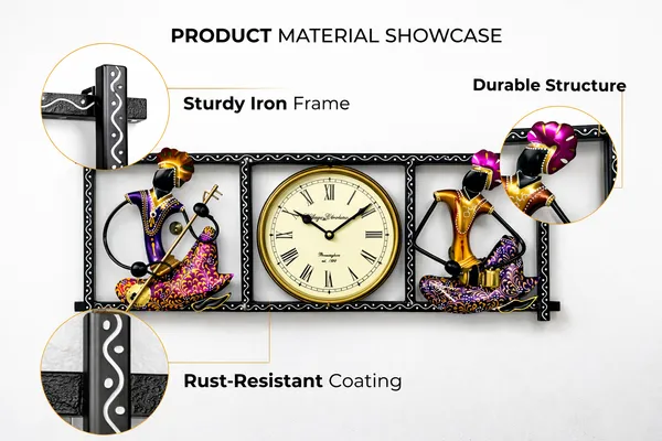 Wrought_Iron_Musical_Lady_Figurine_Roman_Numeral_Wall_Clock