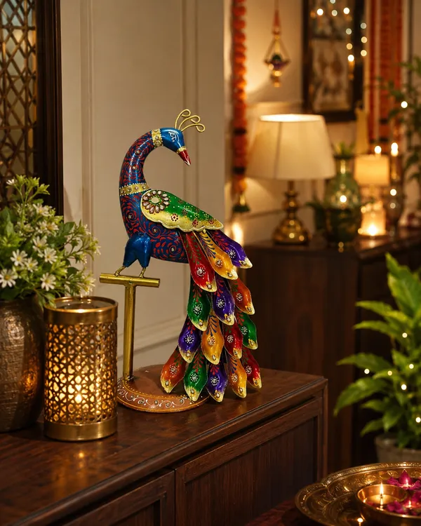 Iron_Enamel_Multicolor_Peacock_Showpiece