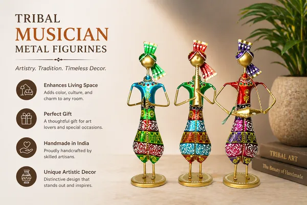 Iron_Hand-Painted_Tribal_Musician_Figurine_Showpiece_Set_Of_3