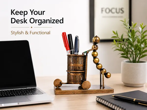 Metal_Bronze-Tone_Figurine_Mesh_Pen_Stand