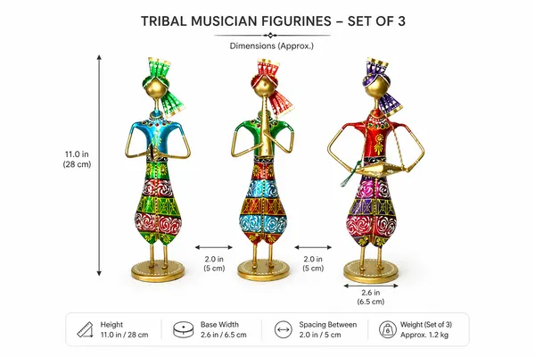 Iron_Hand-Painted_Tribal_Musician_Figurine_Showpiece_Set_Of_3