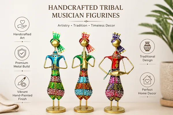 Iron_Hand-Painted_Tribal_Musician_Figurine_Showpiece_Set_Of_3