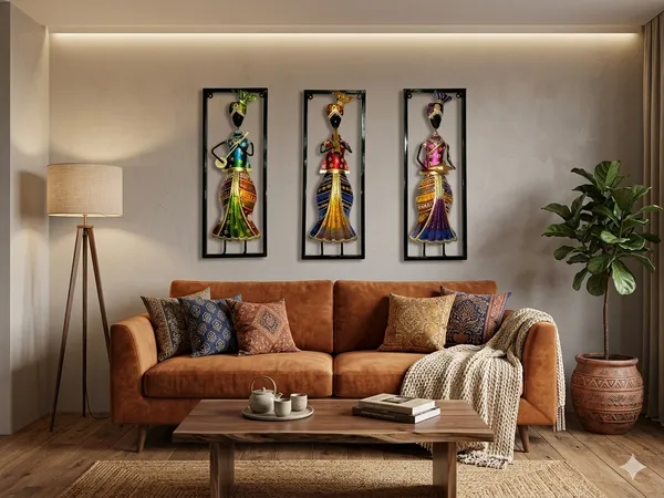 Iron_Modern_African_Woman_Figurine_Wall_Art_Set_Of_3