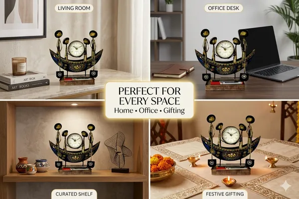 Iron_Black_Boat-Shaped_Golden_Accent_Table_Clock