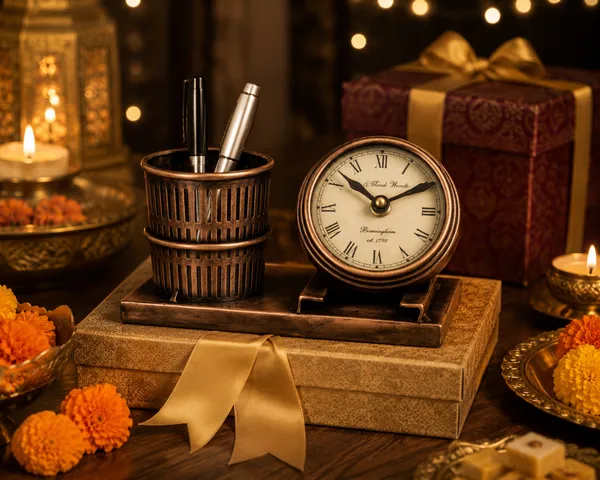 Iron_Antique_Bronze_Roman_Numeral_Desk_Clock_With_Pen_Holder