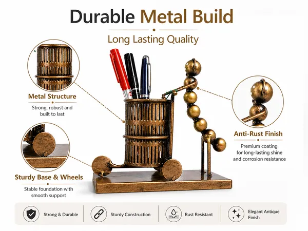 Metal_Bronze-Tone_Figurine_Mesh_Pen_Stand