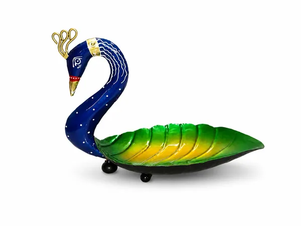 Iron_Blue_Enamel_Peacock_Shaped_Dry_Fruit_Serving_Bowl