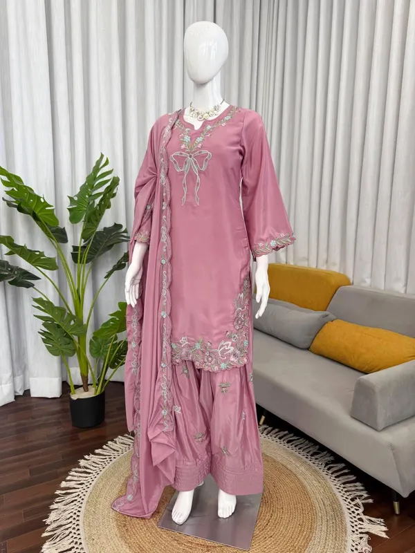 Pink_Natural_Crep_Kurta_Palazzo_Dupatta_Set_For_Women