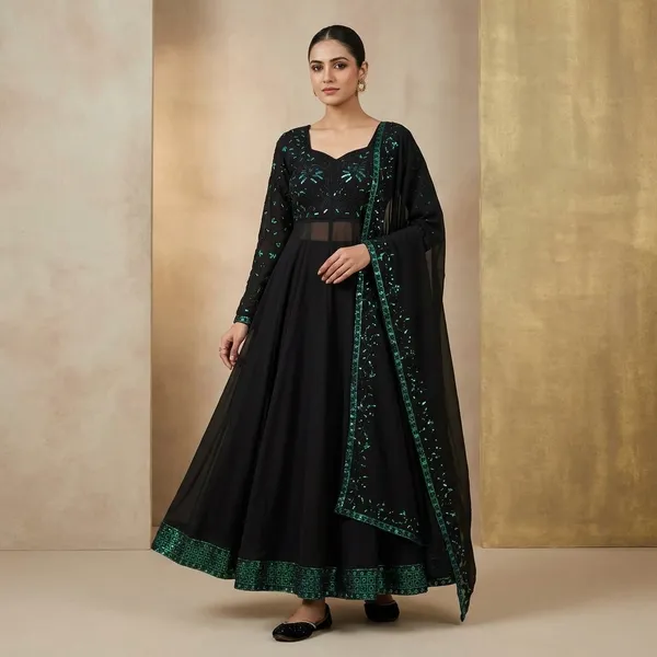Black_Foux_Gorgette_Anarkali_Suit_Dupatta_Set_For_Women