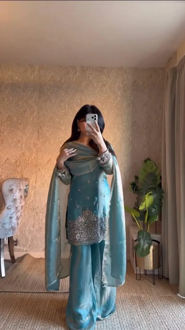 Sky_Blue_Fendy_Silk_Kurta_Palazzo_Dupatta_Set_For_Women