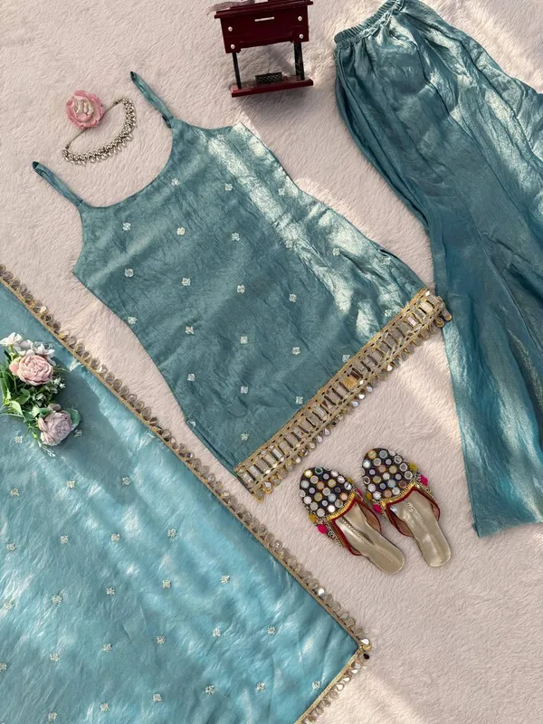 Sky_Blue_Fendy_Silk_Kurta_Palazzo_Dupatta_Set_For_Women