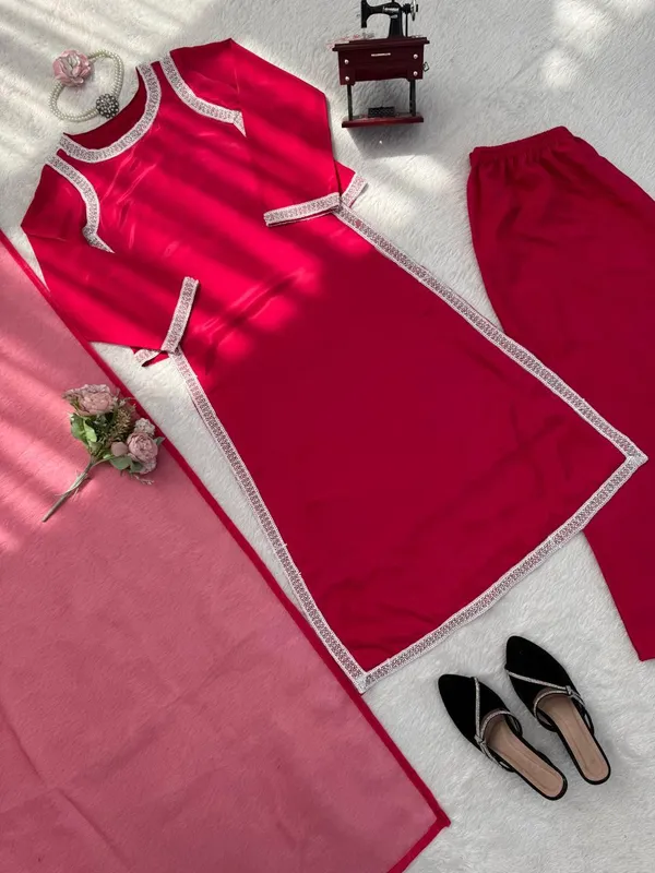 Magenta_Natural_Crep_Kurta_Palazzo_Dupatta_Set_For_Women