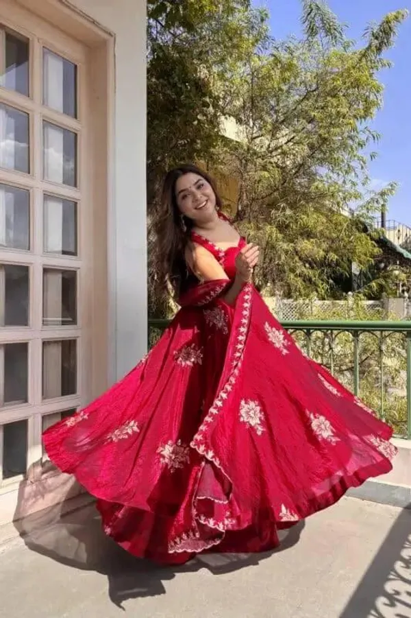 Red_Fendy_Silk_Anarkali_Lehenga_Dupatta_Set_For_Women