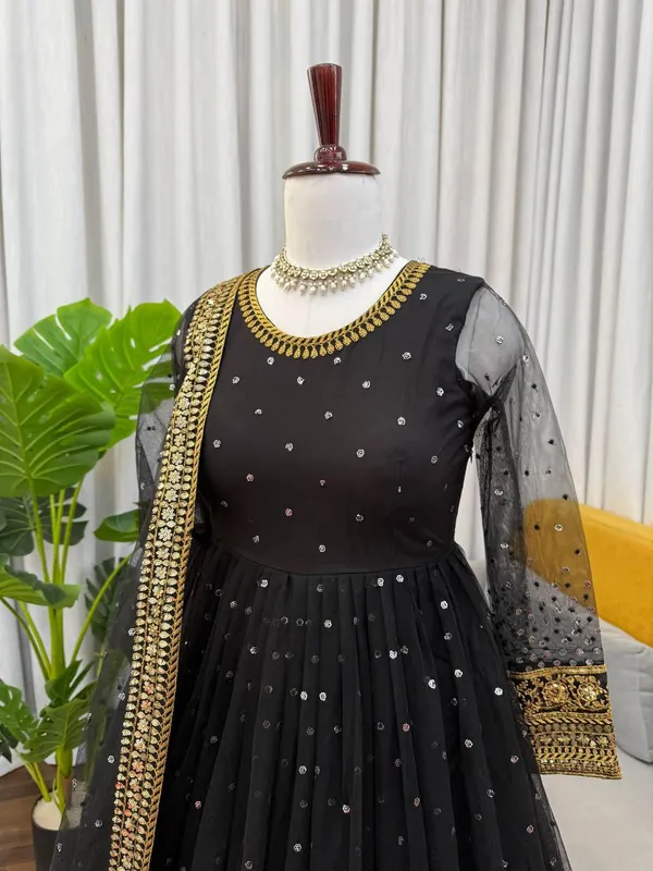 Black_Soft_Butterfly_Net_Anarkali_Lehenga_Set_For_Women