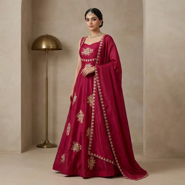 Red_Fendy_Silk_Anarkali_Lehenga_Dupatta_Set_For_Women